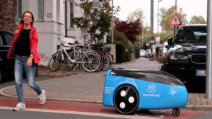 Thyssenkrupp TeleRetail Delivery Robot on Street
